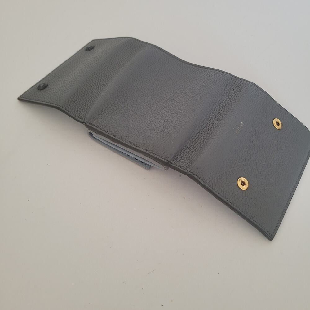 Celine Gray Pebbled Leather Small Wallet with Gold Logo - Picture 8 of 14